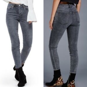 Free People High Waisted Gray Cropped Jeans 26